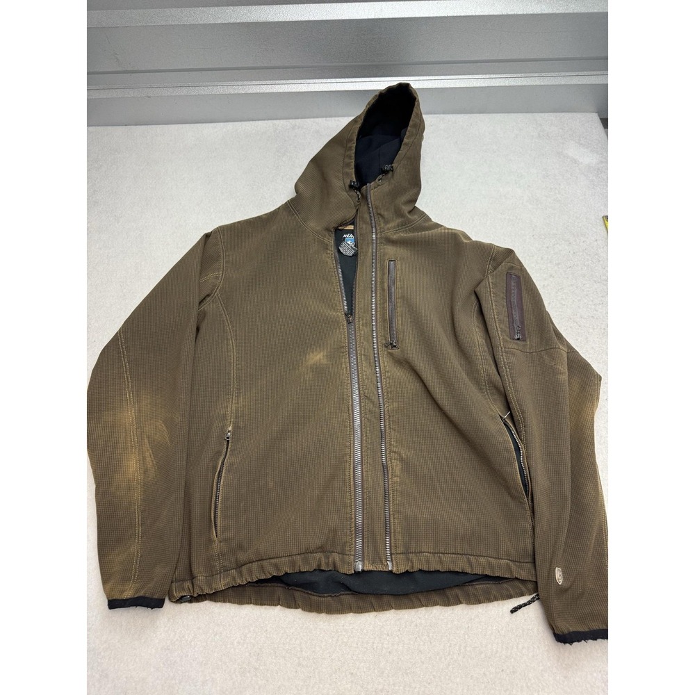 Kuhl‎ Vintage Patina Dye Jacket Mens Large Brown Hooded Outdoor Hiking